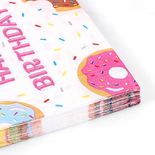 JOLLYSTYLE 44PCS Donut Party Supplies Set - Donut Food Theme Party/Tea/Doughnut Baby Shower/Birthday Party Decorations Favors Plates Cups Napkins