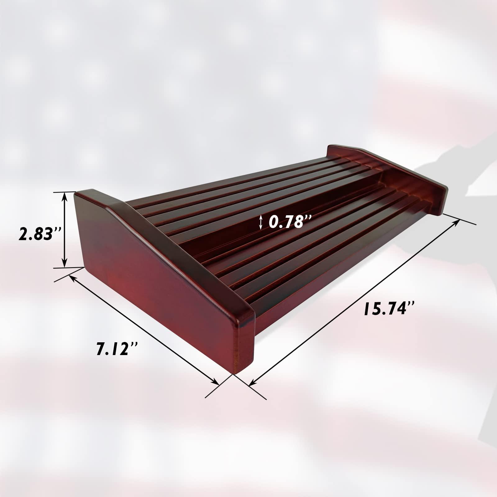 ASmileIndeep ASmileIndeep 8 Rows Military Challenge Coin Display Stand - Holds 60-70 Coins, Solid Wood Army Police Coin Rack Display Holder for Desktop, Mahogany