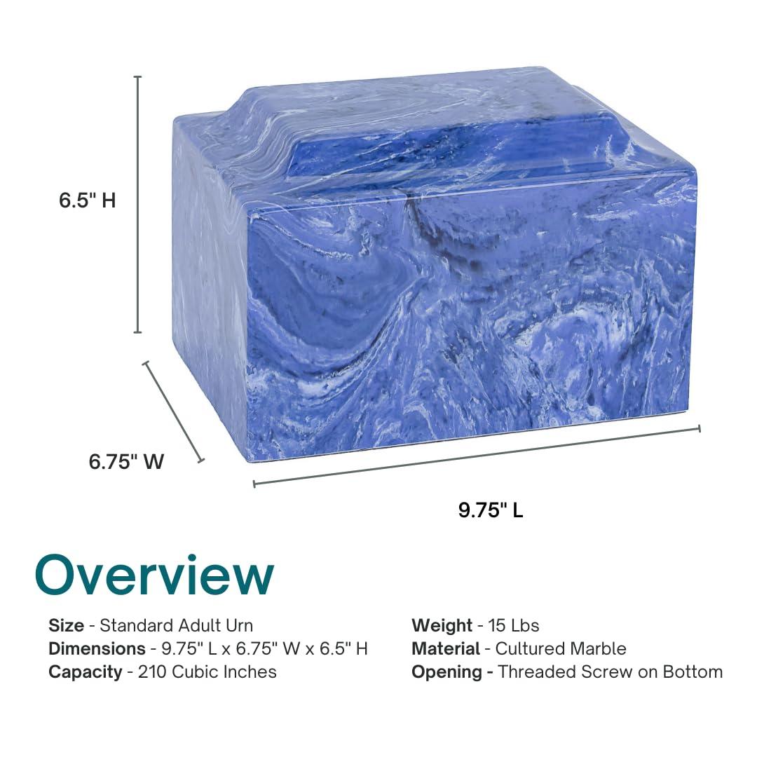 Silverlight Urns Emerald Classic Cultured Marble Cremation Urn for Ashes, Green, Adult Sized Urn for Human Ashes, Ground Burial, Home Memorial and Funeral Cremation Urn