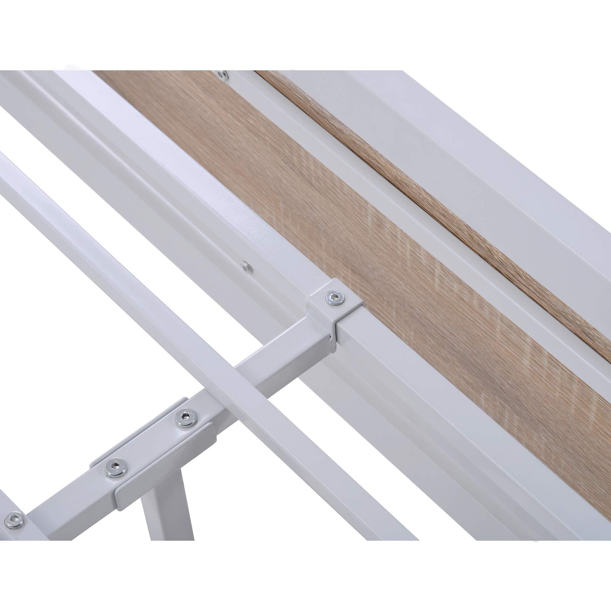 Merax Full Size Platform Bed, Metal Full Bed Frame with Wood Headboard and Footboard, No Box Spring Needed, White