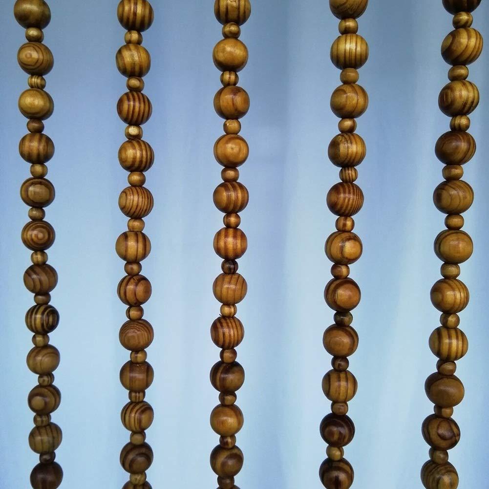 OKUOKA OKUOKA Beaded Door Curtains for Doorways Wood Bead String Curtain for Room Dividers -21 Strands Home Hanging Curtain Entrance Ornaments Retro Style, Size Customizable (Size : 60x155cm)
