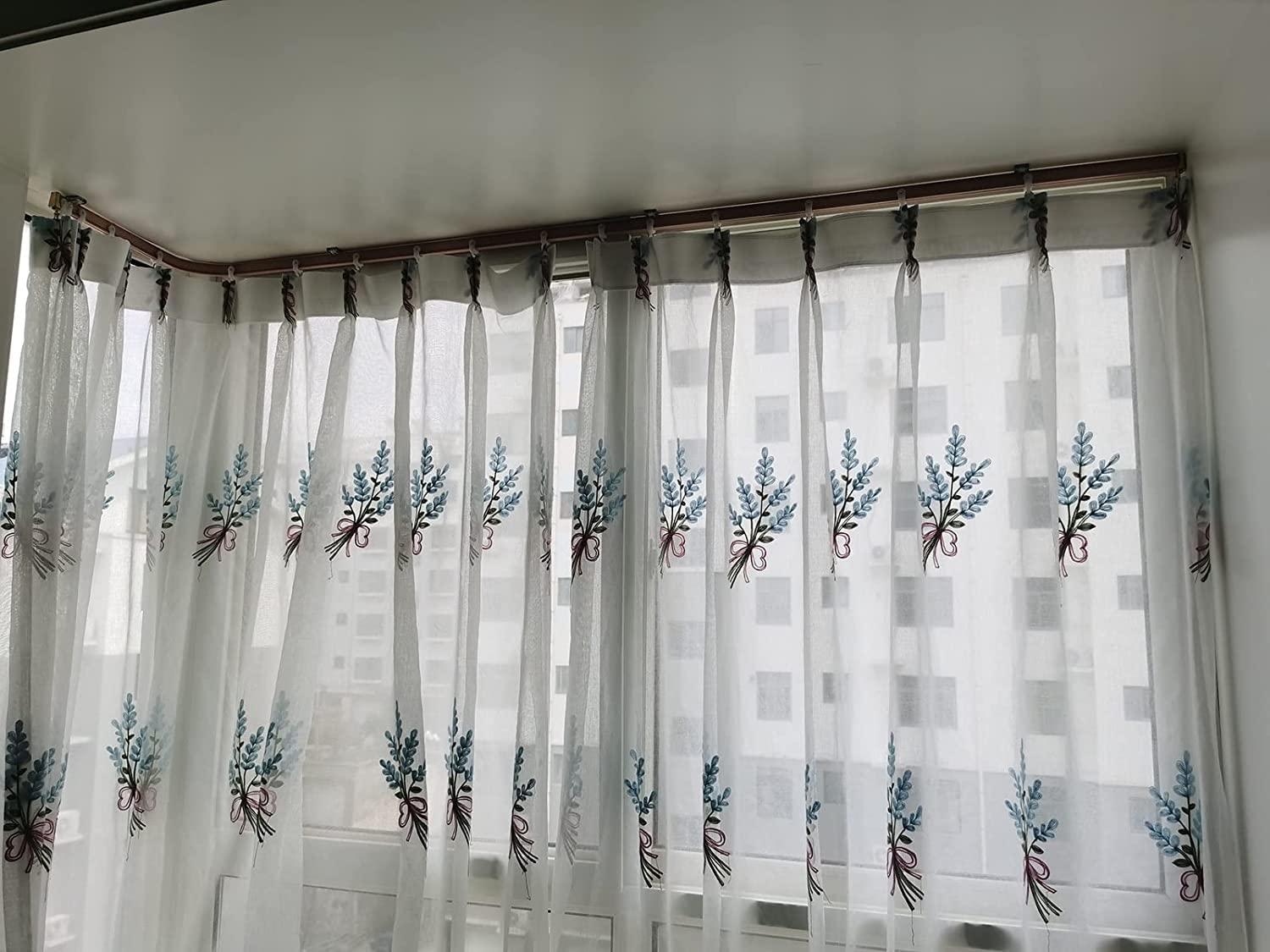 FEHUN Room Divider Ceiling Track System Shower Curtain Curved Ceiling Shower Room Dividers Bendable Curtain Track System, Cuttable Waterproof Curtain Rail Rod for Outdoor Indoor Windows, Camper, Include Com