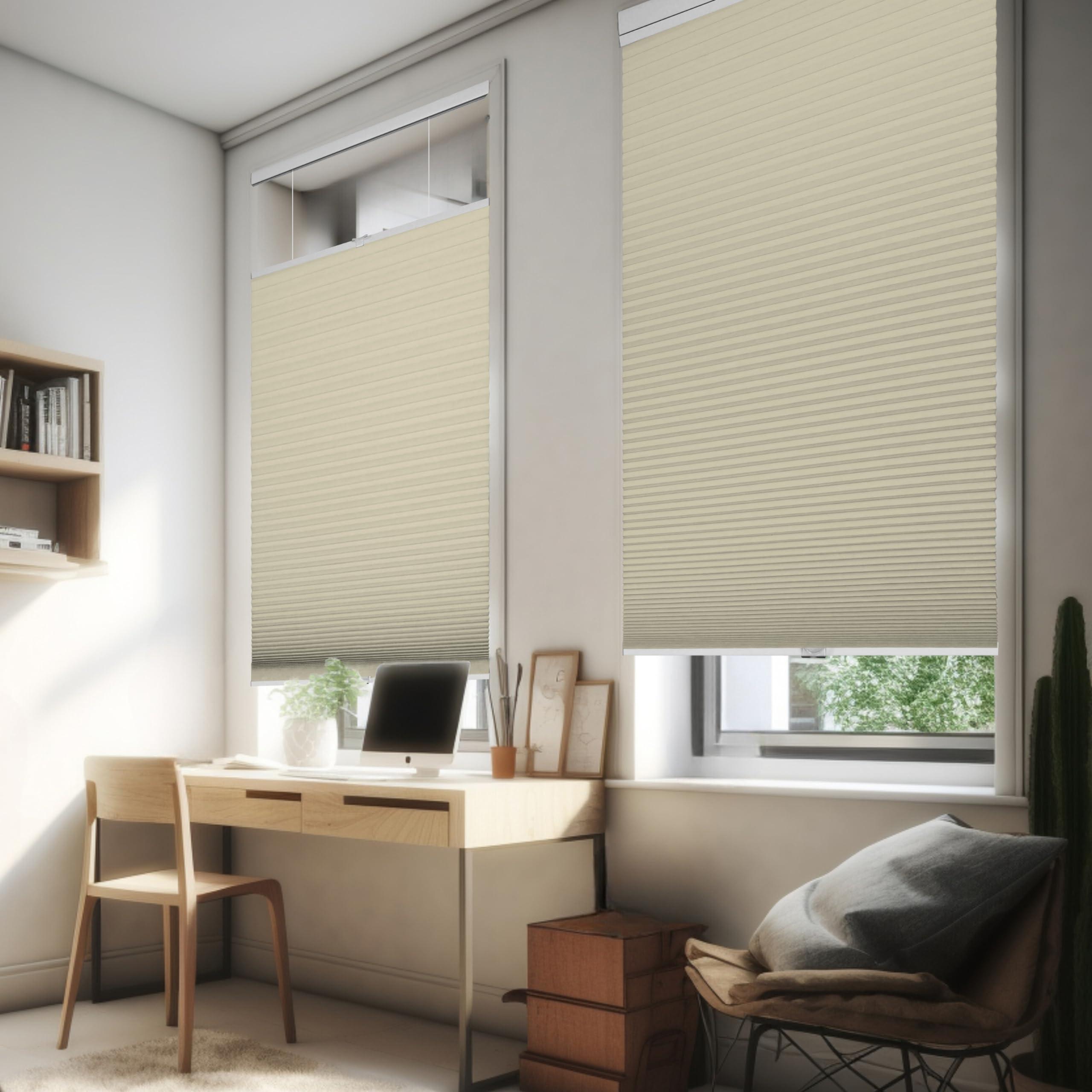 CHICOLOGY CHICOLOGY Home Dcor, Window Treatments, Cellular Shades, Cellular Window Shades, Blinds, Blinds & Shades, Shades for Indoor Windows, Top Down Bottom Up Shade, Beige Blackout, 26" W X 72" H