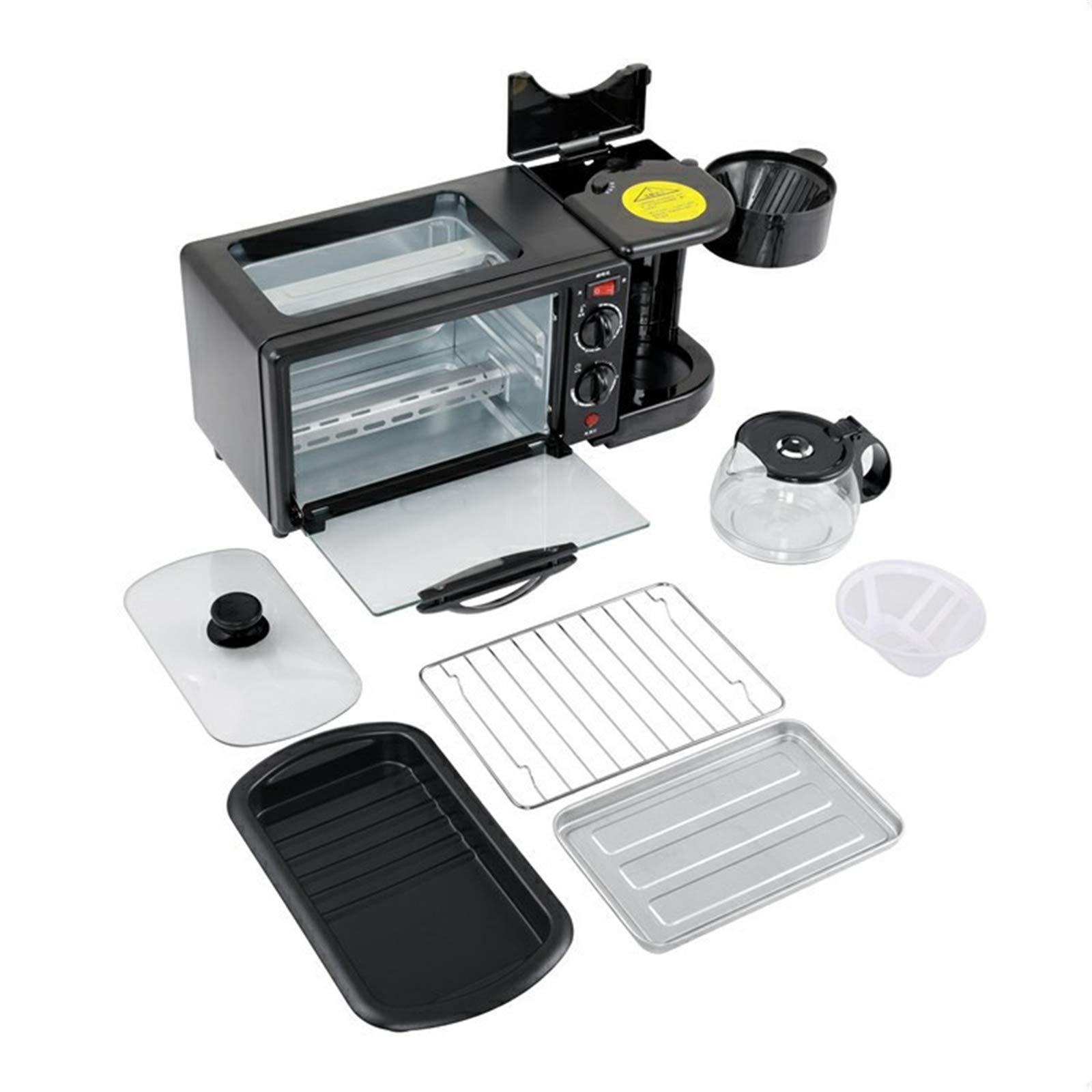 UOHUFIDABFD Multifunctional Breakfast Machine Household 3 in 1 Electric Mini Drip American Bread Machine Mini Oven Coffee Maker for Home Office Without Cover (Without Cover)