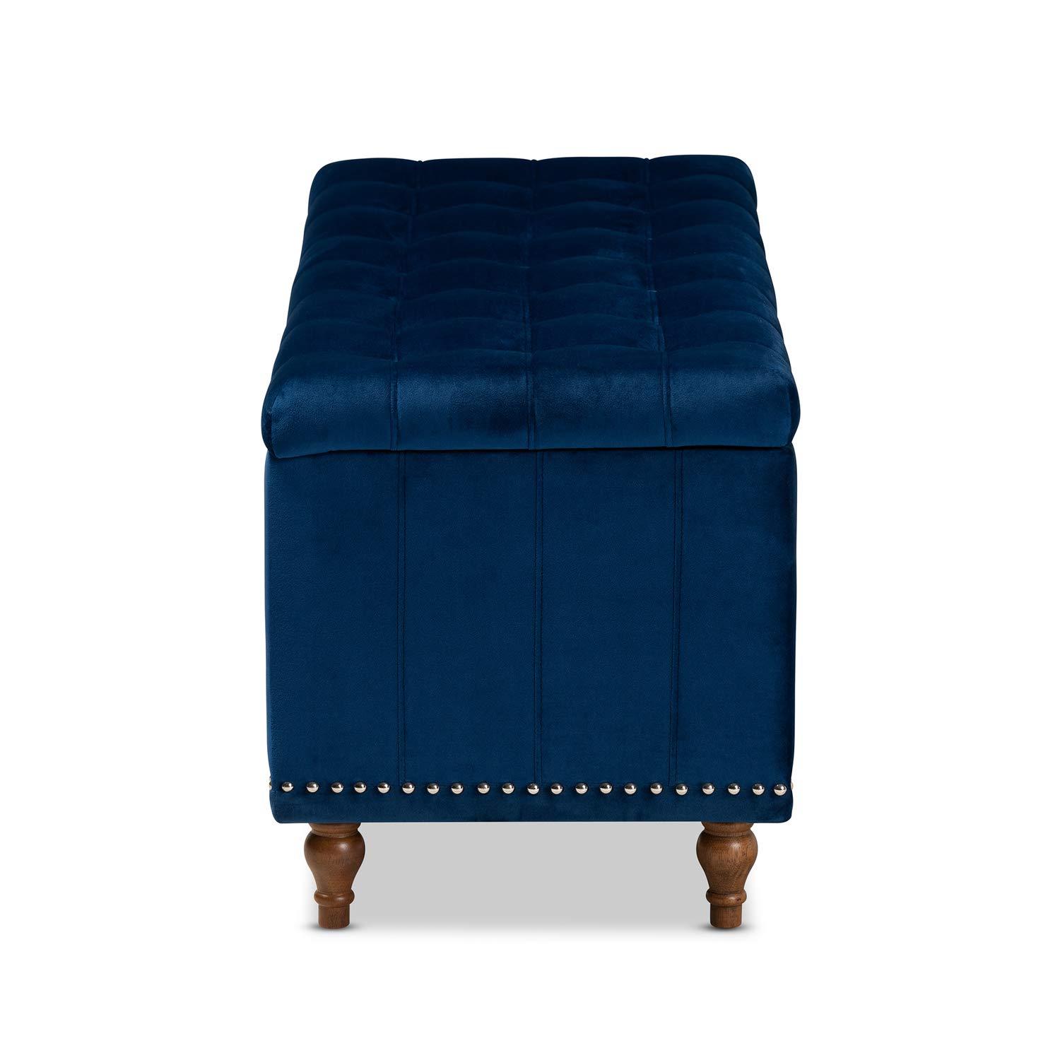 Baxton Studio Baxton Studio Kaylee Modern and Contemporary Navy Blue Velvet Fabric Upholstered Button-Tufted Storage Ottoman Bench