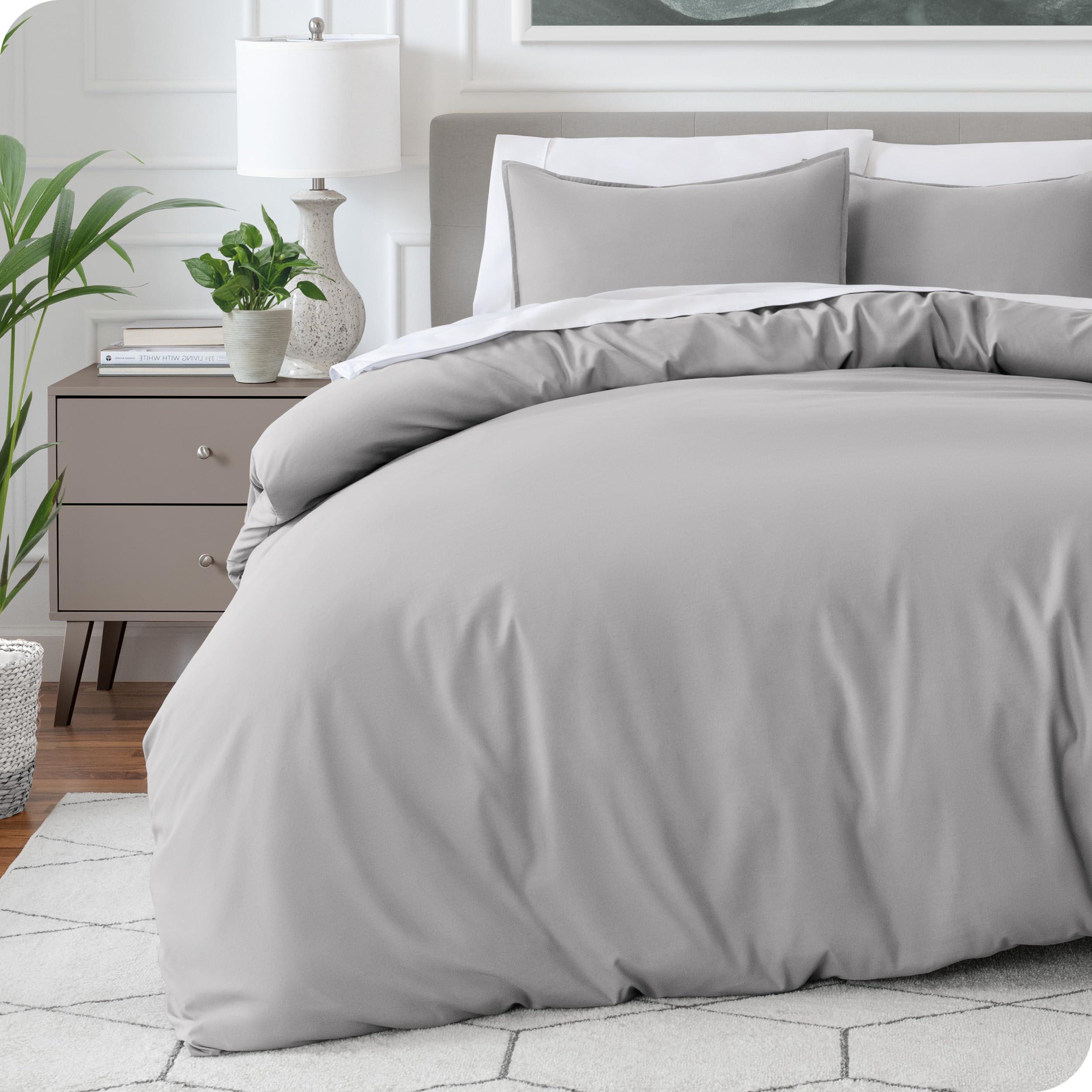Bare Home Bare Home Bedding Duvet Cover Queen Size - Premium 1800 Super Soft Duvet Covers Collection - Lightweight, Cooling Duvet Cover - Soft Breathable Bedding Duvet Cover (Queen, Light Grey)
