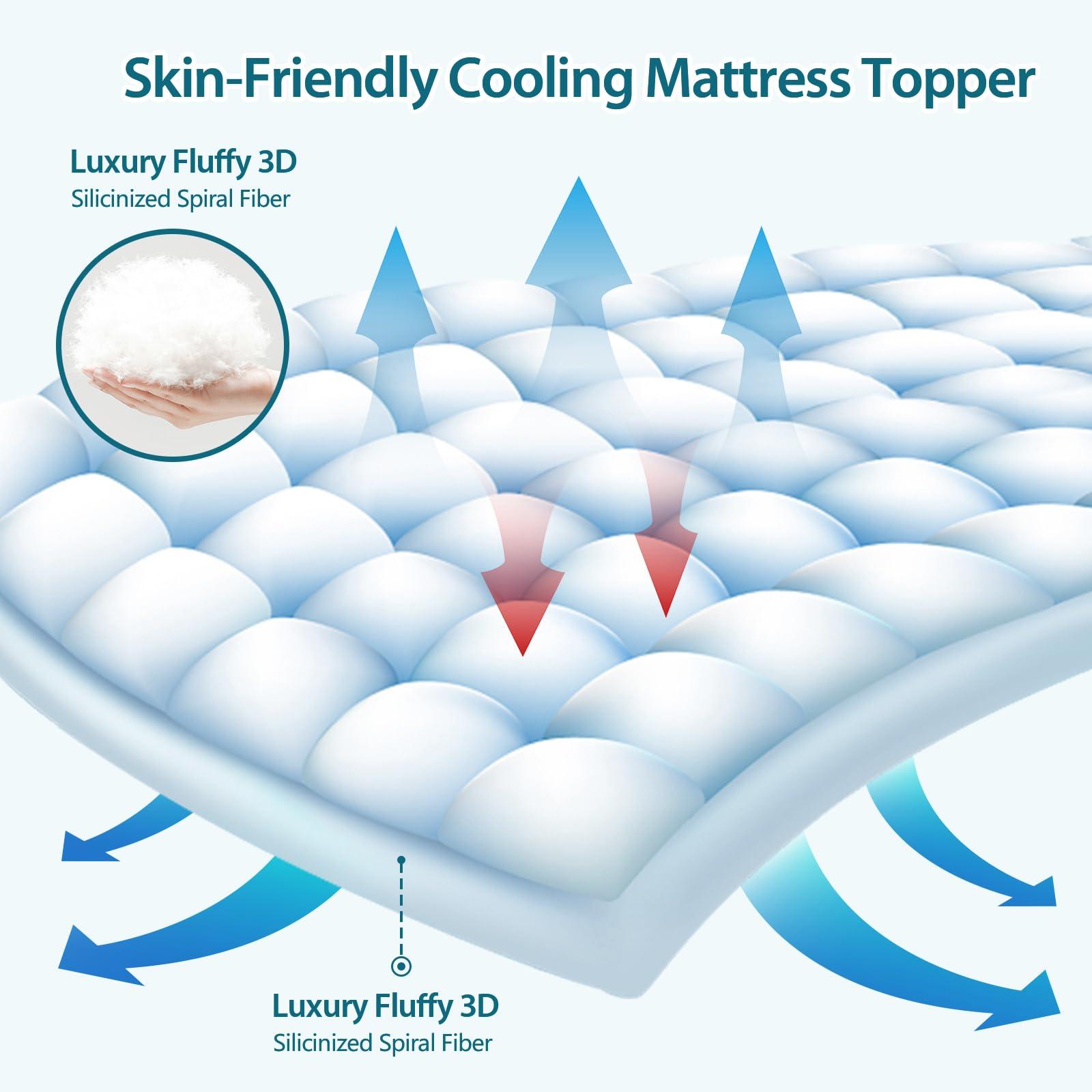 CYMULA CYMULA King Size Mattress Topper - Extra Thick Cooling Mattress Pad Cover for Back Pain - Soft Mattress Protector Firm Bed Topper Pillow Top with 8-21 Inch Deep Pocket 3D Snow Down Alternative Fill