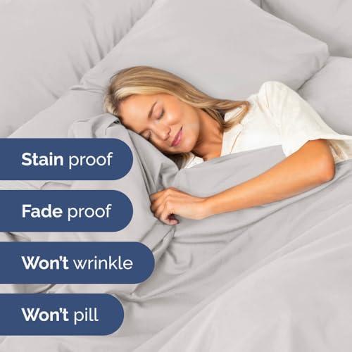 CGK Unlimited Extra Deep Pocket King Sheets - 4 Piece Breathable & Cooling Bed Sheets - Hotel Luxury Bed Sheet Set - Soft, Wrinkle Free & Comfy - Easily Fits Extra Deep Mattresses - Deep Pocket French Grey Sheets