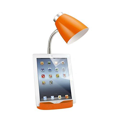 Limelights Simple Designs LD1002-ORG Gooseneck Organizer Desk Lamp with iPad Tablet Stand Book Holder, Orange