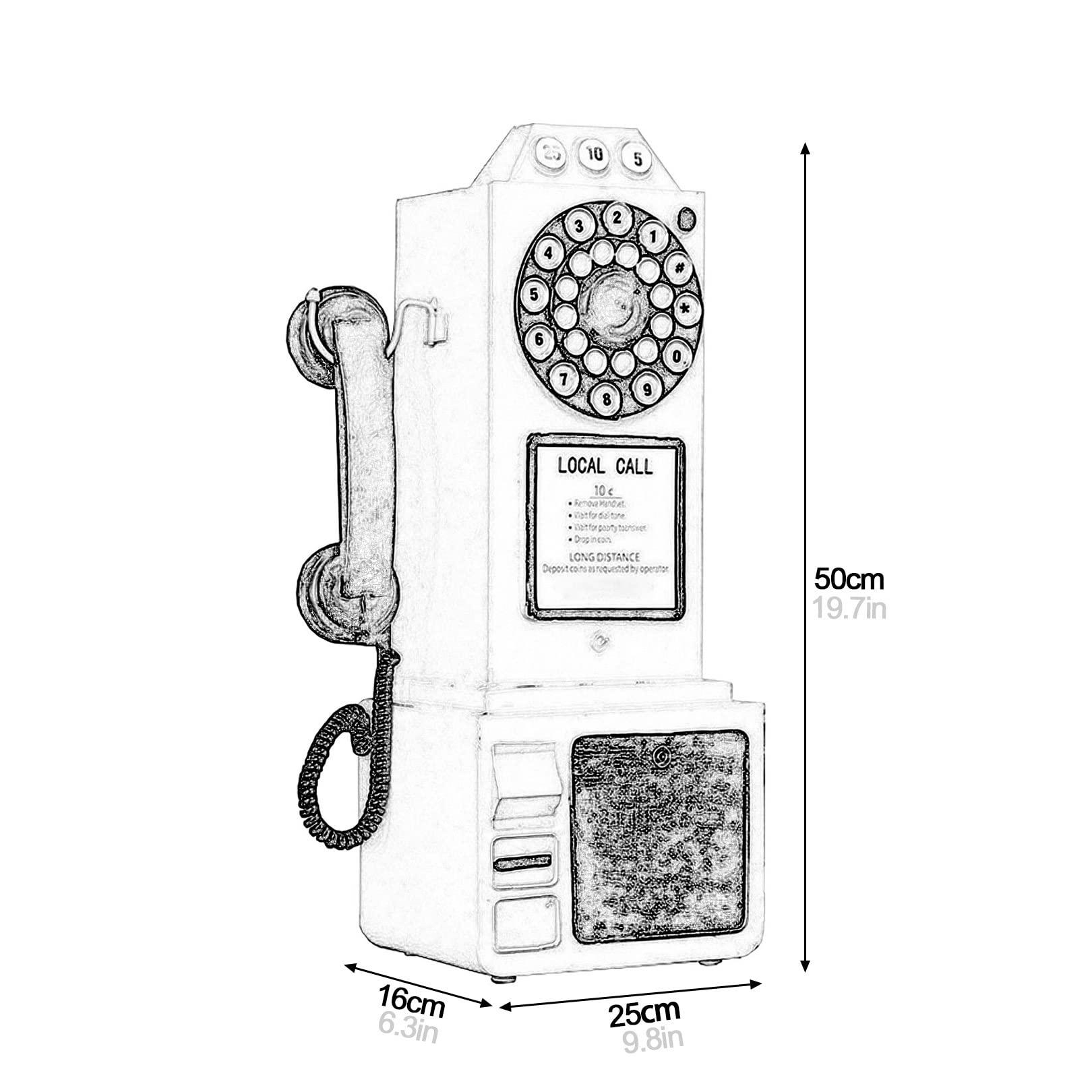 DIOB Vintage Decorative Telephones Model Vintage Rotary Antique Telephone Decor Rotary Corded Phone Figurine Desk Ornament for Cafe Bar (Color : Green-B)