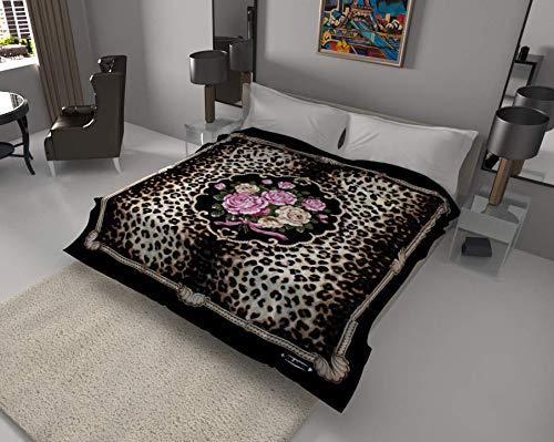 SOLARON SOLARON Korean Super Thick Heavy Weight Mink Blanket Bed comforters bedspreads Bedding Comforter (Queen, Flower Leopard Black)