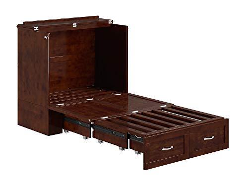 AFI AFI Hamilton Twin XL Murphy Bed Chest with Mattress, Storage, and Built-in Charger in Walnut