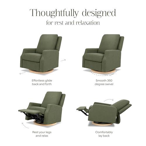 NAMESAKE Namesake Crewe Glider Recliner Nursery Chair - GREENGUARD Gold & Certi-PUR US Certified, Ultra Cozy 360 Swivel Rocker Recliner, Versatile Glider Rocking Chair for Nursery & Living Room - Olive Boucle
