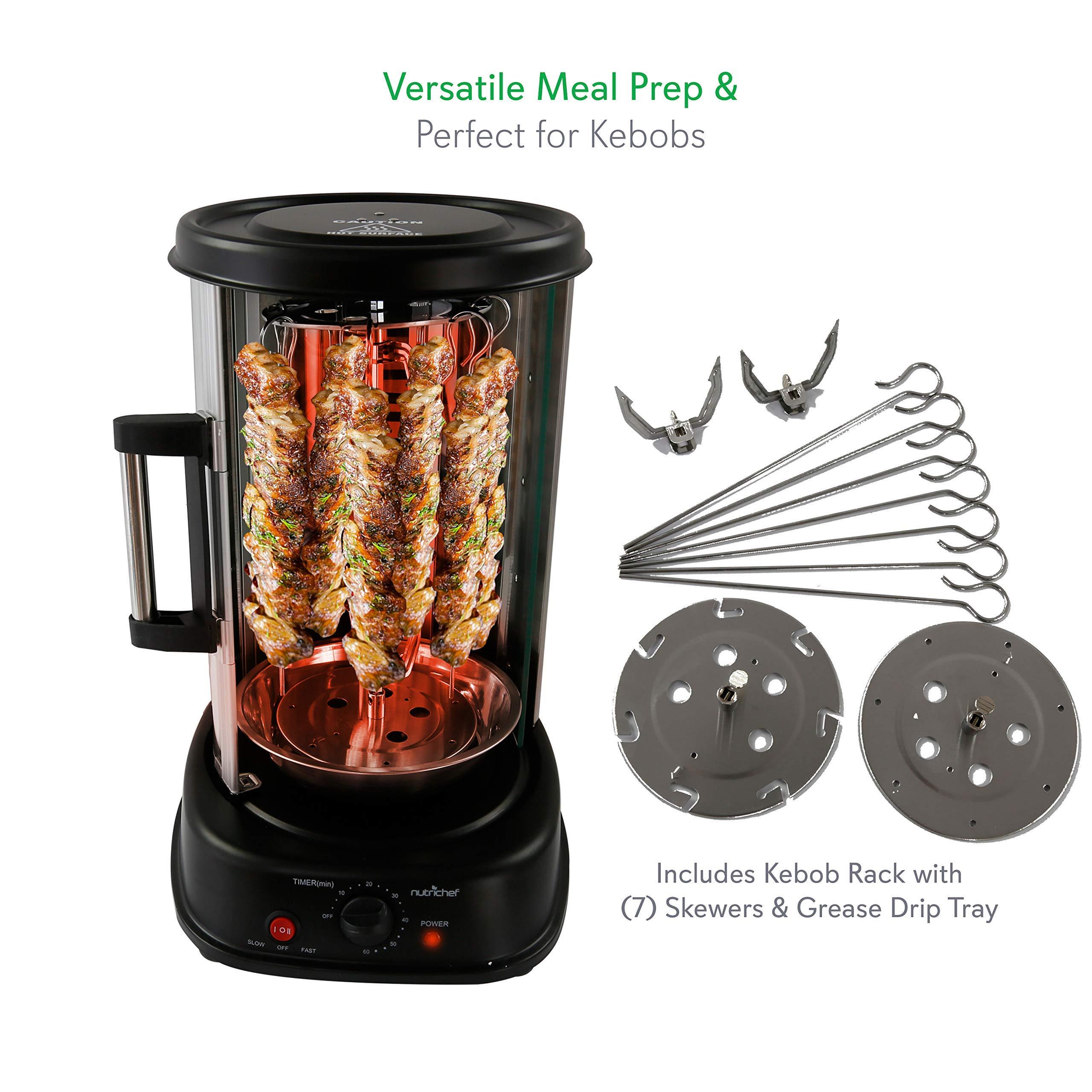 NutriChef NutriChef Countertop Vertical Rotating Oven - Rotisserie Shawarma Machine, Kebob Machine, Stain & Heat Resistant Door & Energy Efficient, Includes Kebob Rack with 7 Skewers (PKRTVG34)