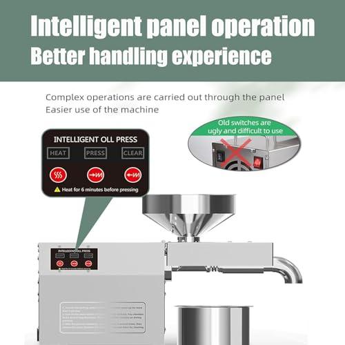 Fablestoryem Electric Oil Press Machine,Cold Hot Press All Stainless Steel Oil Extractor,820W Food Grade Automatic Oil Extractor for Commercial Home,Peanut Sesame Canola Coconut Sunflower Seeds,110V