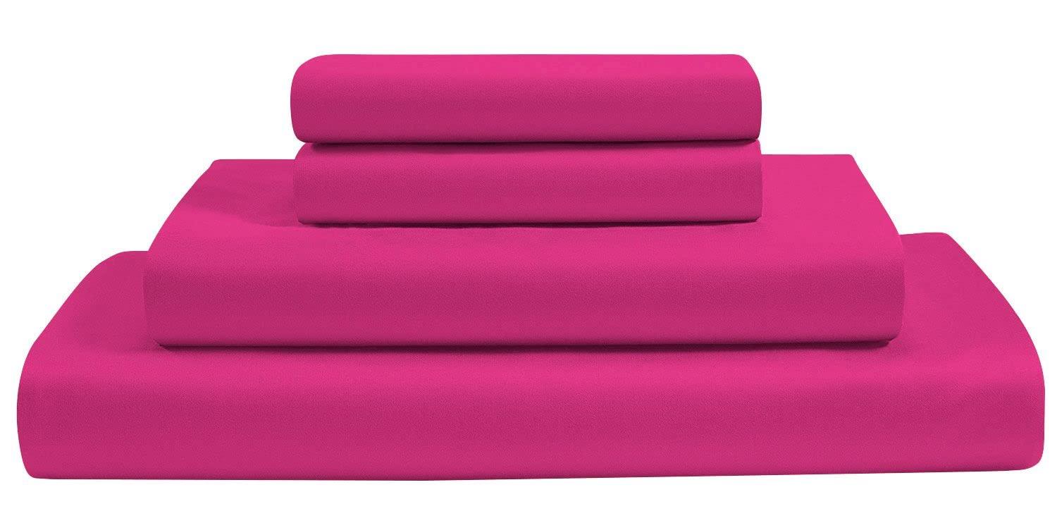 Kings Loft Luxury Waterbed Sheets Super Single Size 800 Thread Count 100% Cotton 4 Peice 8 Inches Deep Pocket Attached Waterbed Sheet Set in Solid (Hot Pink, Super Single)