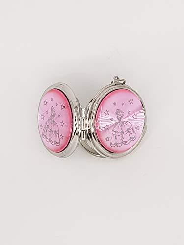 Cacraftsupply 12X Quinceanera Pink Compact Mirror Keychain Recuerdos de Sweet 15 Princess Party Favor