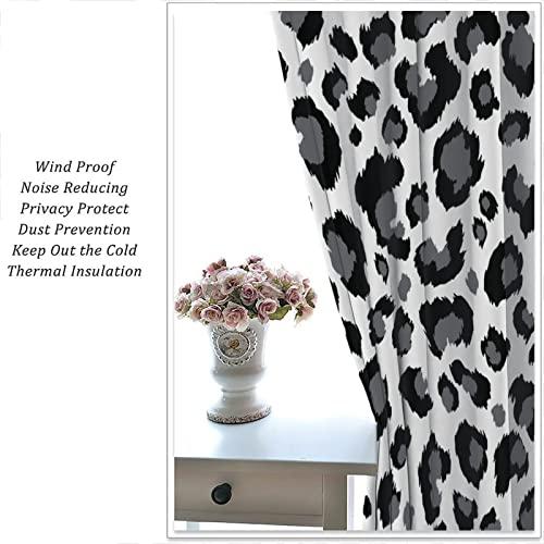 BAEKJIN Animal Skin Curtains for Kitchen Black White Leopard Print Modern Simple Geometric Art Printed Living Room Bedroom Window Drapes 42x45in