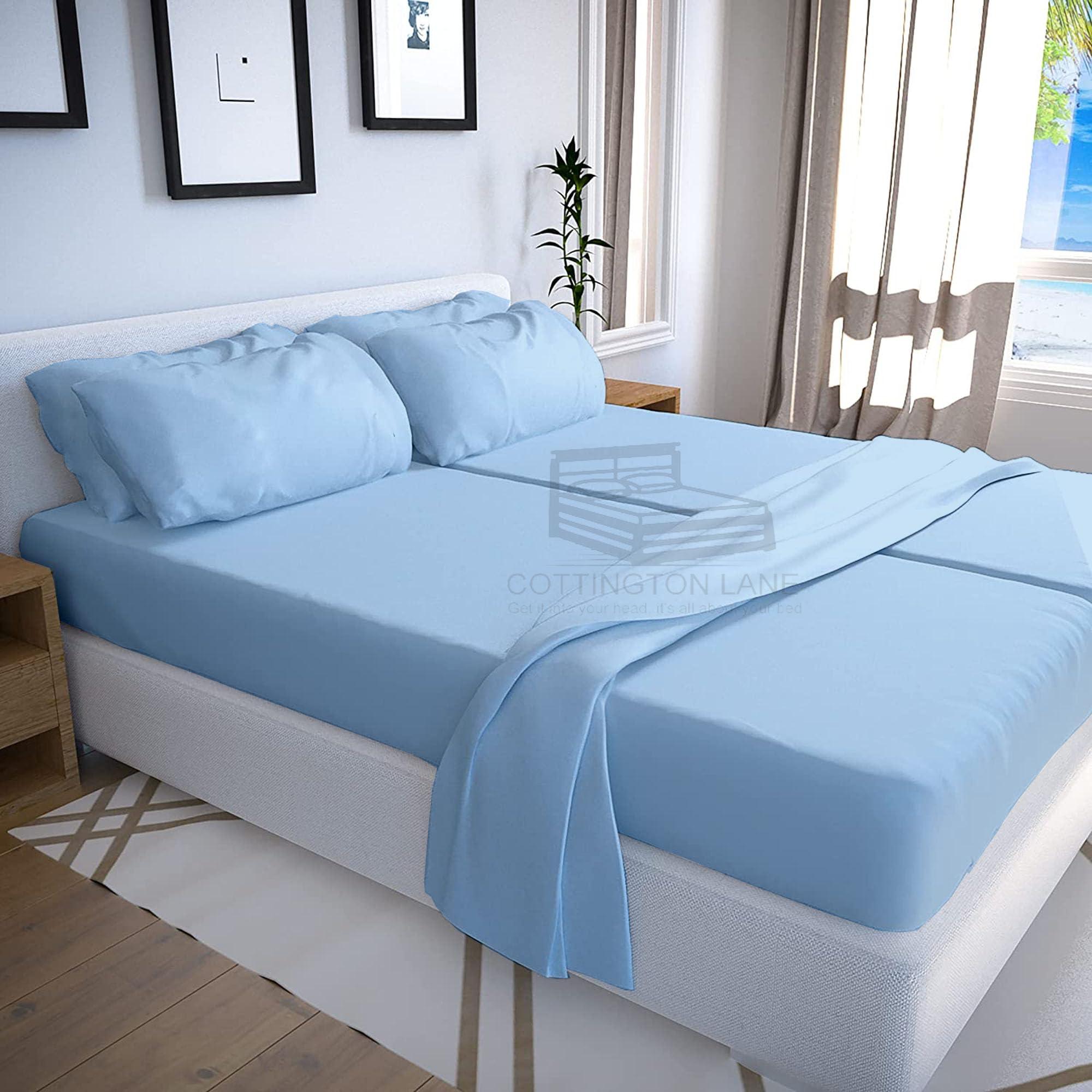 Cottington Lane Split King Sheet Set For Adjustable Bed-Hotel Luxury 1800 Bedding Sheets & Pillowcases-5 Piece Split Sheet Set-Split King Sheets-Twin Xl Split King Sheet Sets-Easy Care-5 Piece(Split King, Light Blue)
