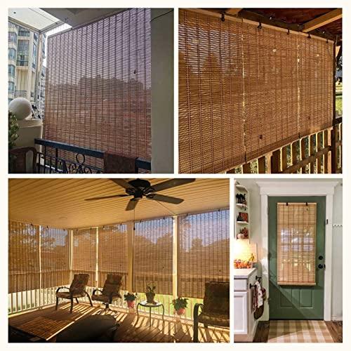 Suwooy Natural Bamboo Roller Blinds,60% Light Filtering Roll Up Shades,Retro Decorative Curtains,Indoor Outdoor Bamboo Blinds 45-150cm Wide,Roman Blinds,Breathable Sun Shades,WH-140x240cm/55x94in