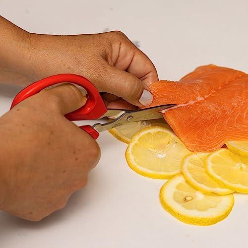 JOYCE CHEN Joyce Chen Original Unlimited Kitchen Scissors All Purpose Kitchen Shears With Comfortable Handles, Red