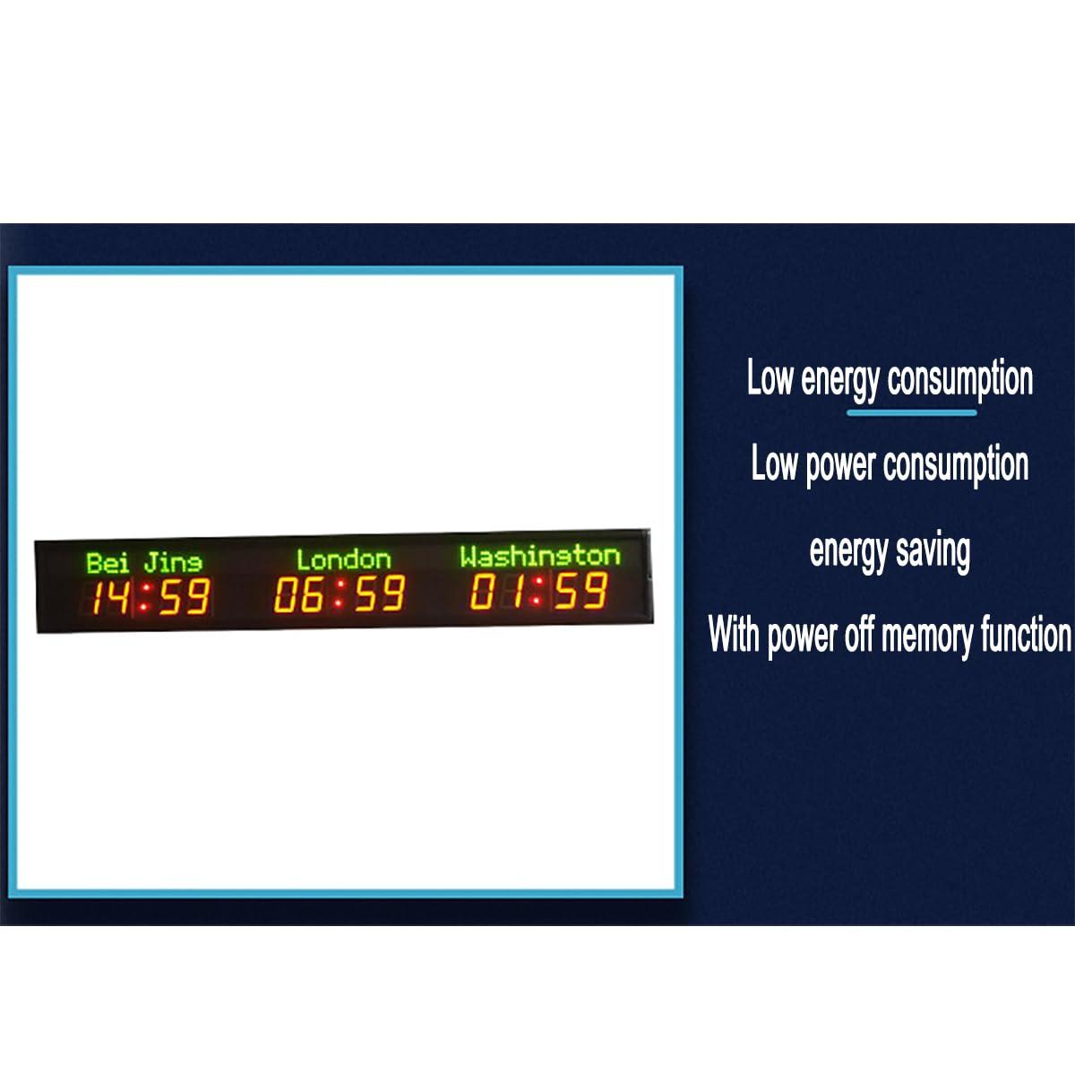 QYLTTDM QYLTTDM LED World Wall Clock, Digital World Time Zone Clock, Large World Wall Clock, Brightness Adjustable in Five Levels, for Hotels, Airports, Entertainment Venues, Multinational Enterprise