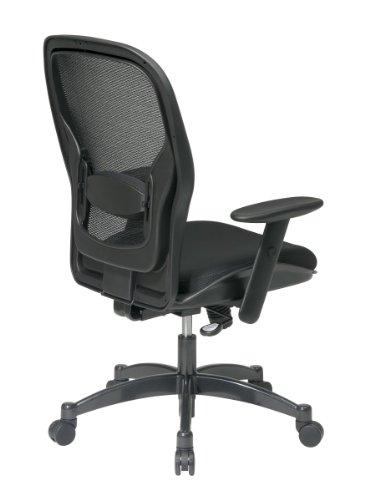 Space Seating SPACE Seating Breathable Mesh Black Back and Padded Mesh Seat, 2-to-1 Synchro Tilt Control, Adjustable Arms and Lumbar Support with Gunmetal Finish Base Managers Chair