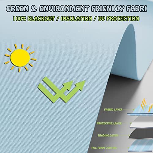 fhsblinds FHSBLINDS Blinds for Windows Roller Window Shades-Blackout Waterproof Room Darkening Custom Cut to Size Window Blinds & Shades for Home Kitchen Bedroom Office (Blue 100% Blackout, 22" W x 80" H)