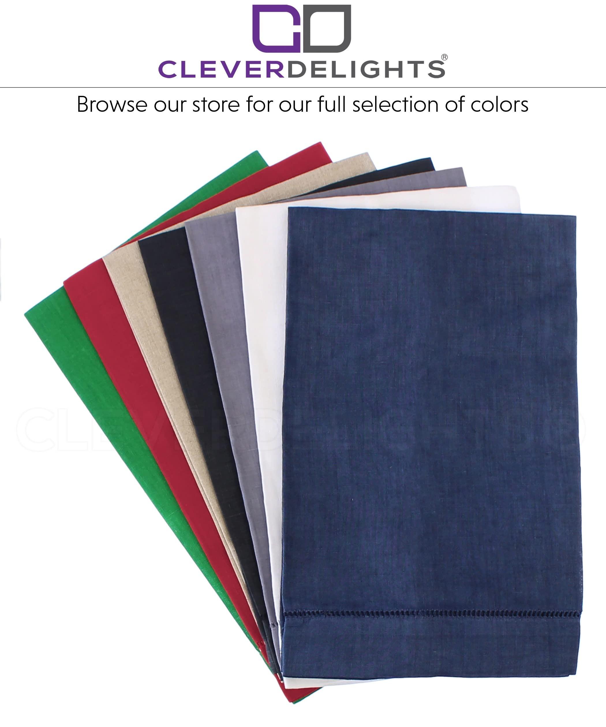 CleverDelights CleverDelights White Linen Hemstitched Hand Towels - 6 Pack - 14" x 22" - Fingertip Towel