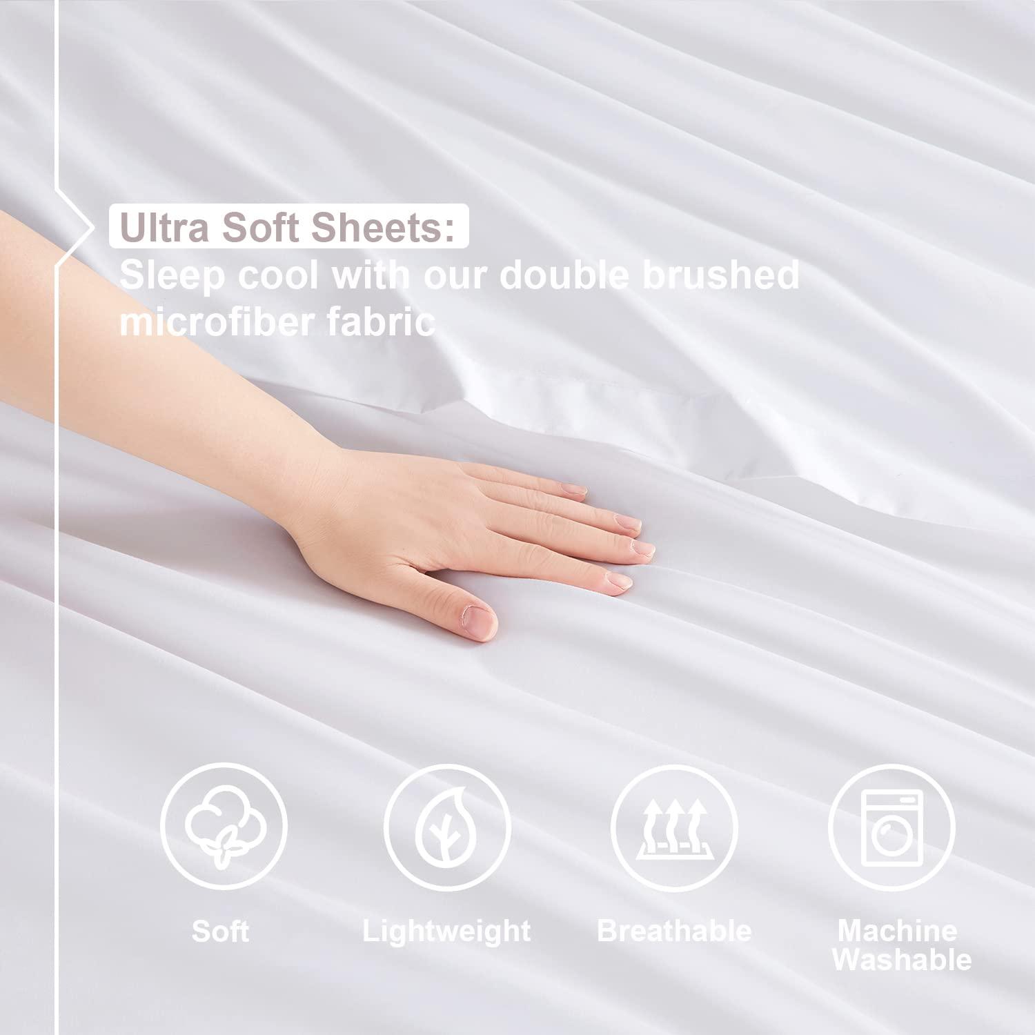 Nestl Nestl Split King Sheets for Adjustable Beds - 5 Piece Split King Sheets Set, Deep Pocket, Hotel Luxury, Extra Soft, Breathable and Cooling, White Split King Bed Sheets