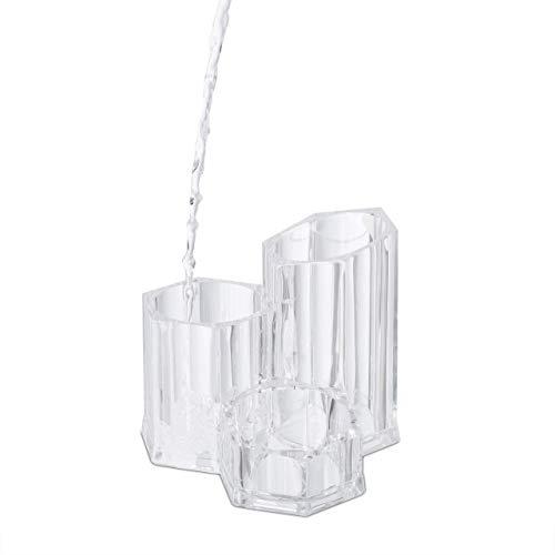 Relaxdays Relaxdays 3-PC Holder, Organizer for Cosmetic Brushes and Makeup Accessories, Small Acrylic Pen Cups, Transparent, 13.5 x 13 x 12 cm