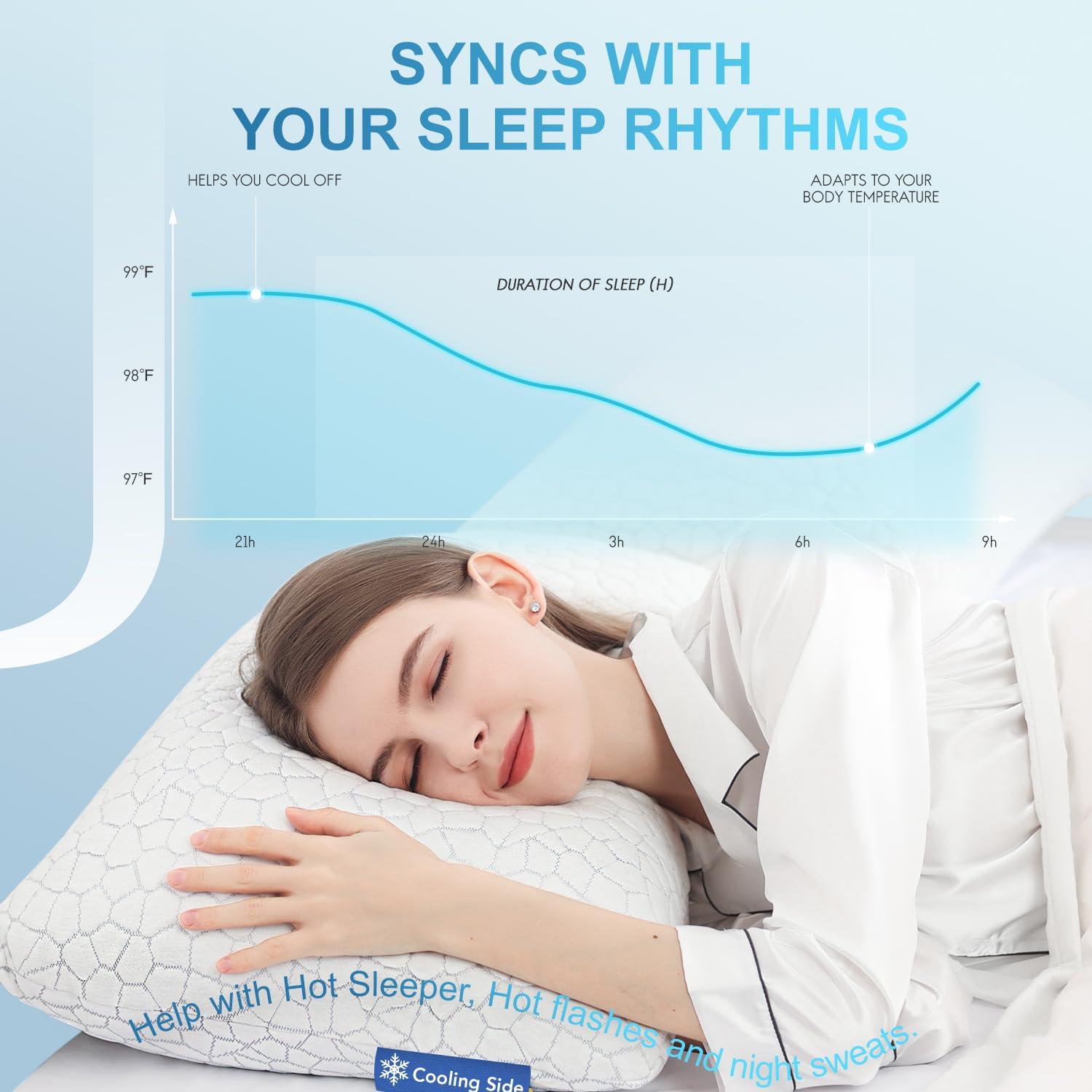 QUTOOL QUTOOL Cooling Pillows for Sleeping 3 Pack, Shredded Memory Foam Bed Pillows King Size Set of 2 and Standard Size Pillow 1 Pack