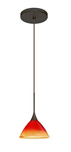 Besa Besa 1XT-1743SL-SN Art Glass One Light Pendant from Domi Collection in Pewter, Nickel, Silver Finish,
