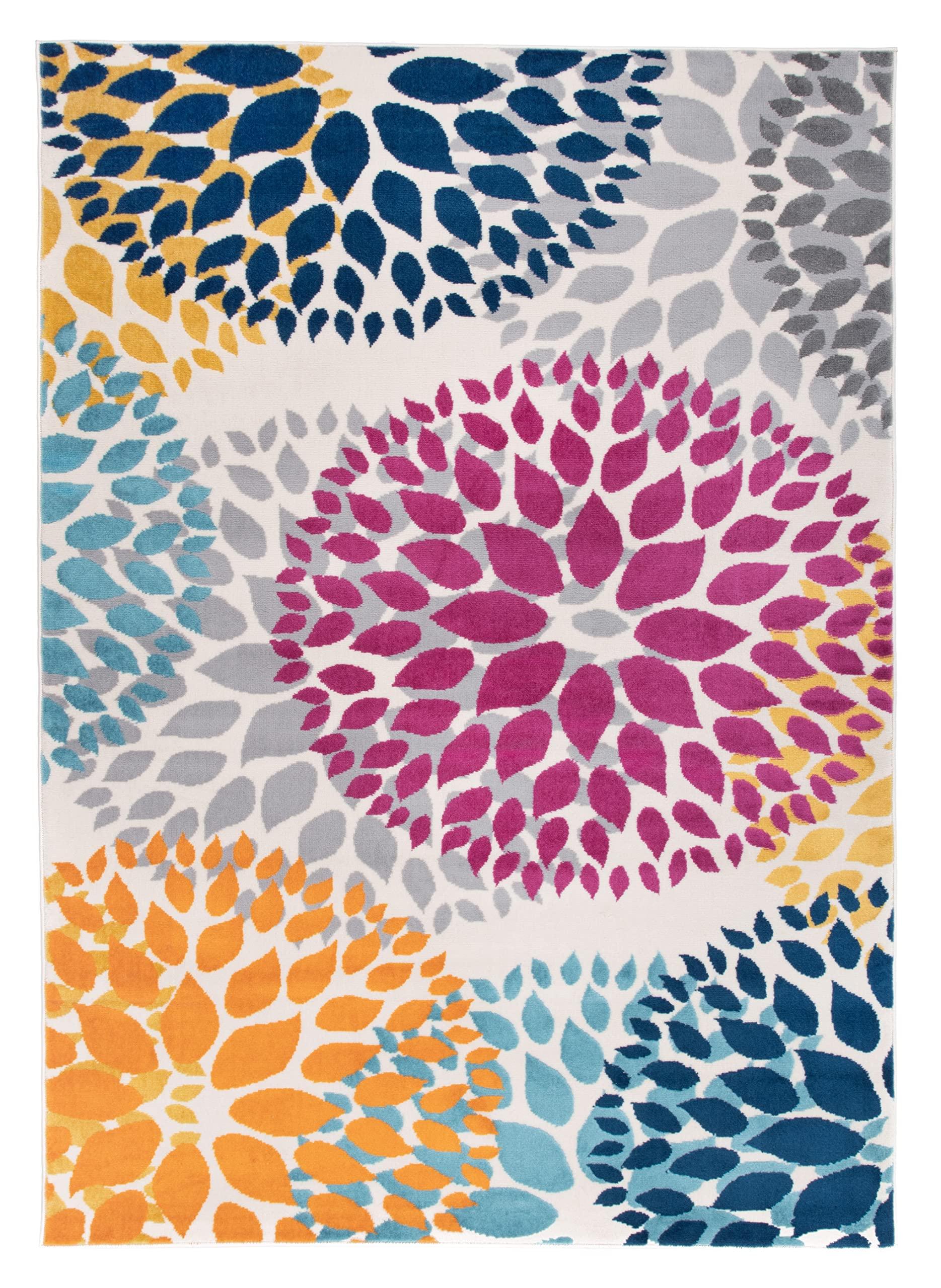 Rugshop Rugshop Modern Floral Circles Design for Living Room,Bedroom,Home Office,Kitchen Non Shedding Area Rug 6' 6" x 9' Multi