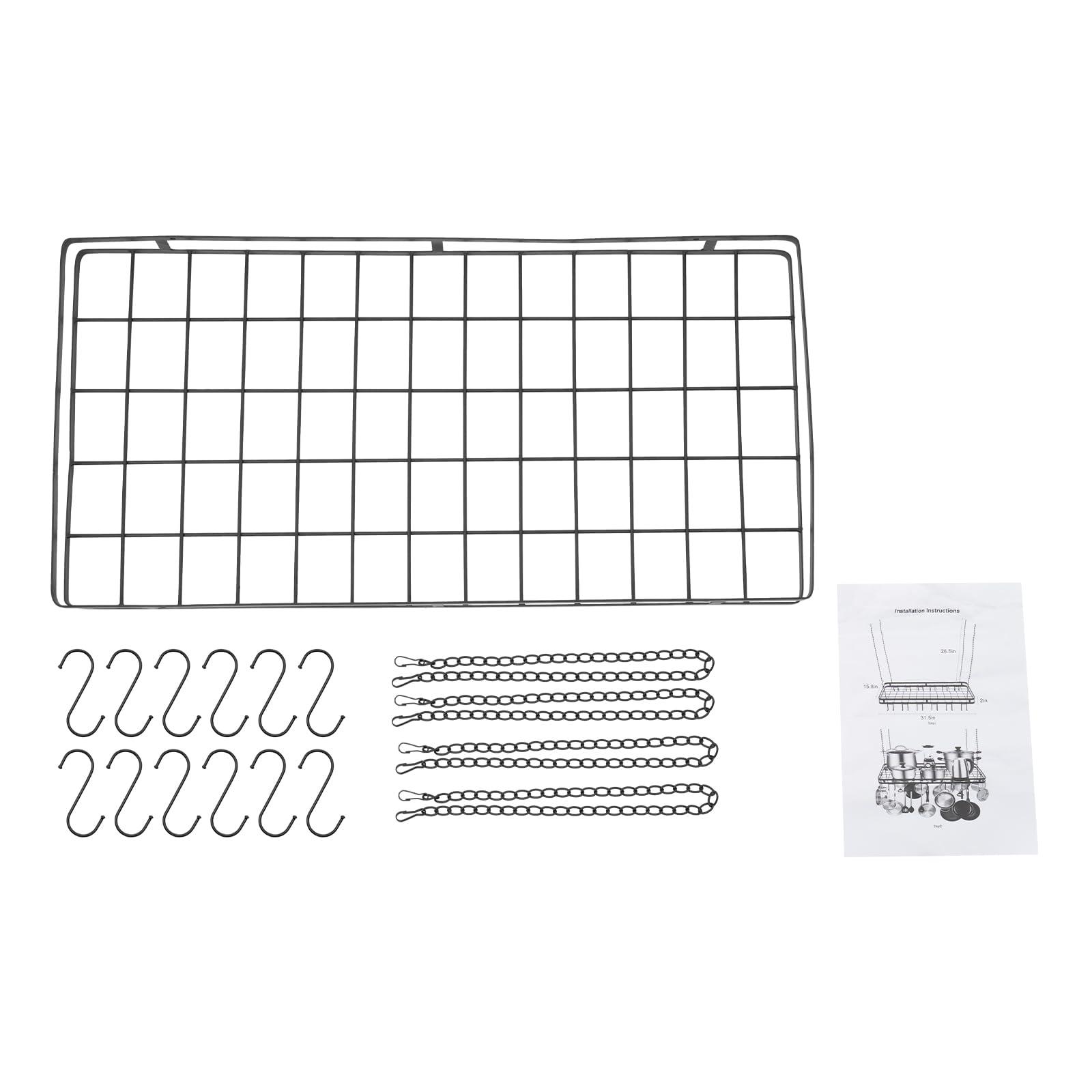 RABEEXP RABEEXP Ceiling Pot Rack with 12 Hooks - 31.5x15.7x1.97 Inch Multi-Purpose Organizer for Home, Restaurant, Kitchen Cookware Organization