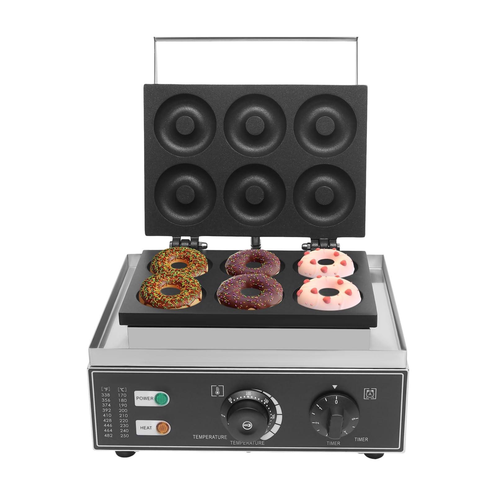 WBGANG 1550W Donut Maker Machine For Home Commercial Waffle Maker,Mini Donut Maker Machine Commercial 6 Holes Electric Doughnut Maker Waffle, Donut Bake Machinenon-Stick Time&Temp Control Double-Side Hea