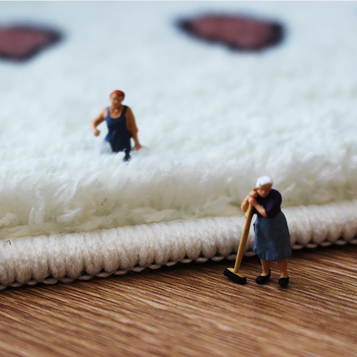 BBAUER Irregular Shaped Rug, Oval Fluffy Faux Wool Carpet,Area Rug Print Abstract Carpet Non-Slip Washable Rugs for Living Room Bedroom Dining Room Decor