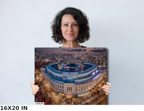 Generic Yankees Baseball Stadium Photo Print - Bronx NYC Pinstripes Fall Afternoon Aerial Photography- New York Sports Stadium Travel Canvas for Home Room Wall Decor