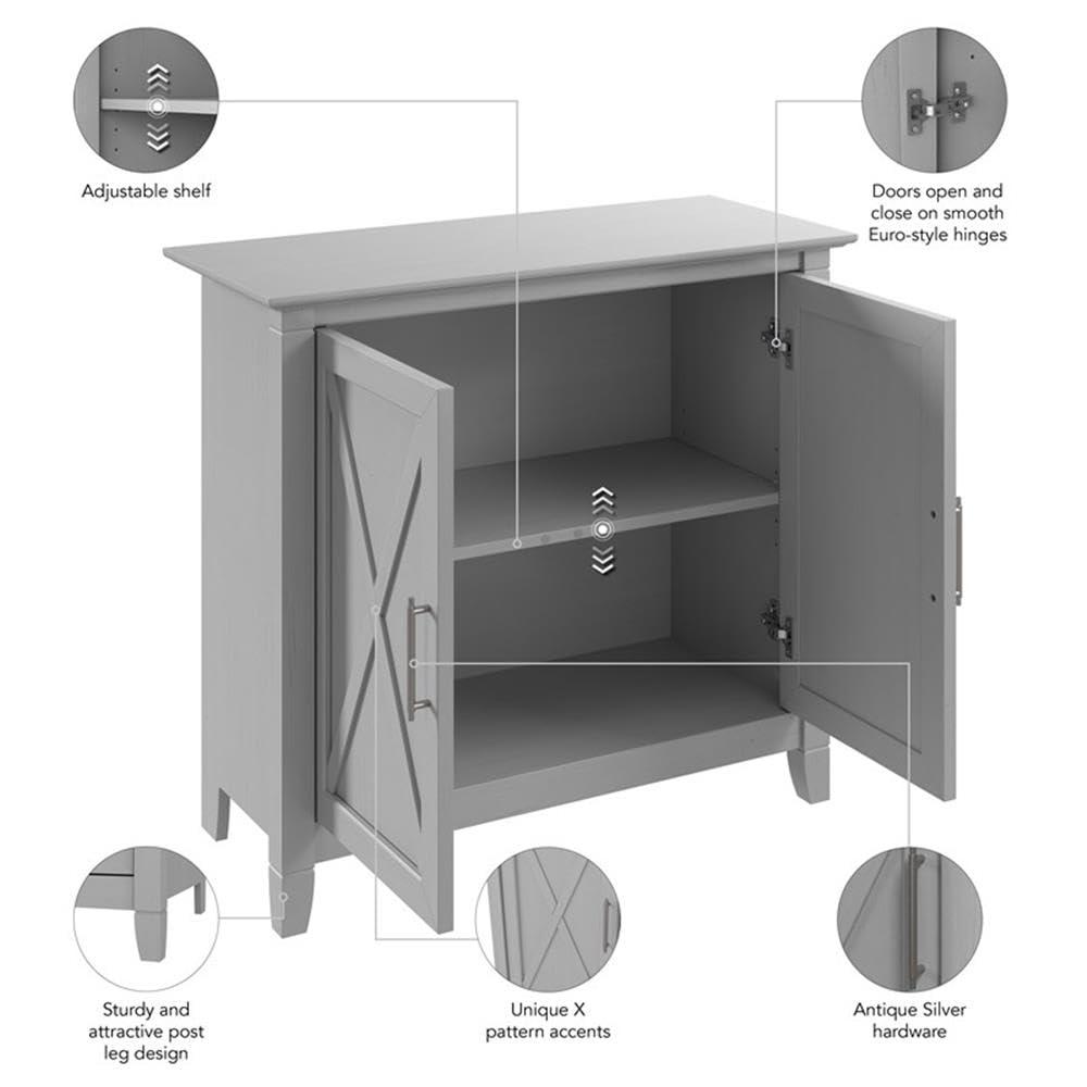 Bush Furniture Bush Furniture Key West Small Storage Cabinet with Doors and Shelves in Cape Cod Gray, 2 Door Accent Chest for Home Office, Living Room, Entryway