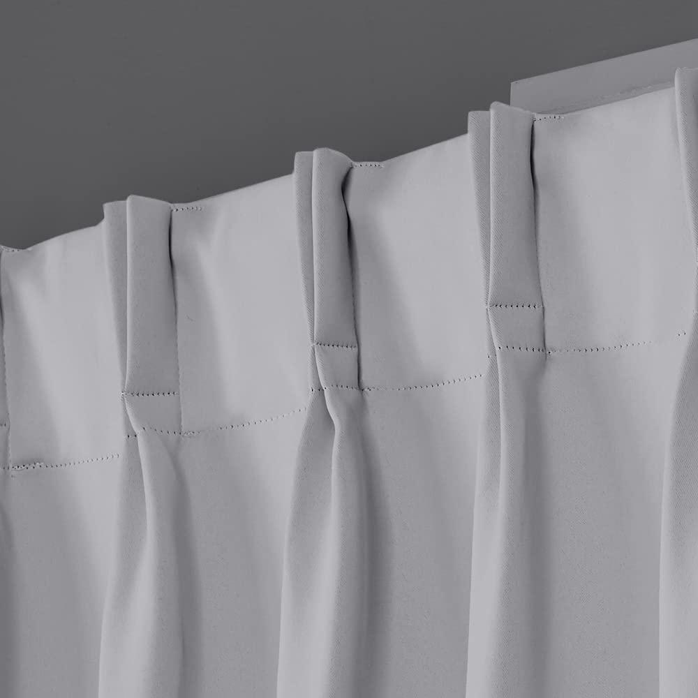 Homi Drapes Homi Drapes Double Pinch Pleated Blackout Curtains Thermal Insulated Room Darkening Drapes for Bedroom/Livingroom Along Panels,Tiebacks,Hooks (Silver, Custom)