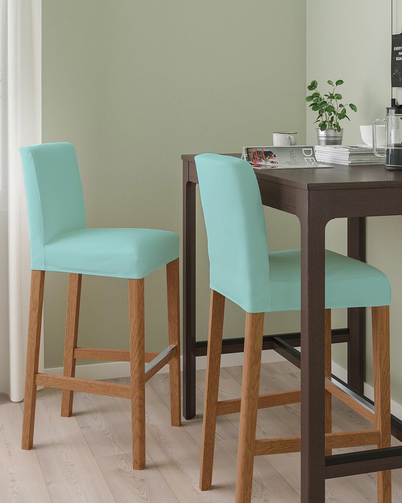 Savannan Savannan Bar Stool Covers with Backrest,Solid Color Farmhouse Decor Aqua Counter Stool Pub Chair Slipcover for Dining Room Barstool Protector Chair Covers Set of 2