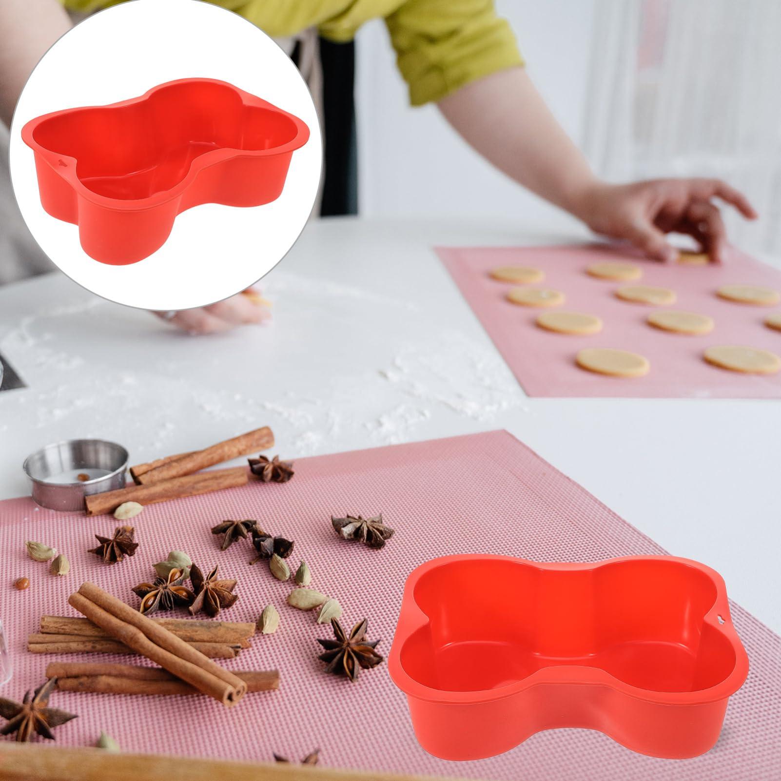 Hemoton Hemoton 1pc Dog Cake Mold Dog Bone Shaped Silicone Cake Pan for DIY Baking Tool Birthday PartyRed