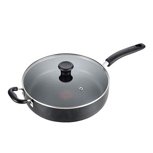 T-fal T-fal Specialty Nonstick Saute Pan with Glass Lid 5 Quart, Oven Broiler Safe 350F, Cookware, Deep Frying Pan with Handle, Skillet, Kitchen, Pots and Pans, Dishwasher Safe, Black