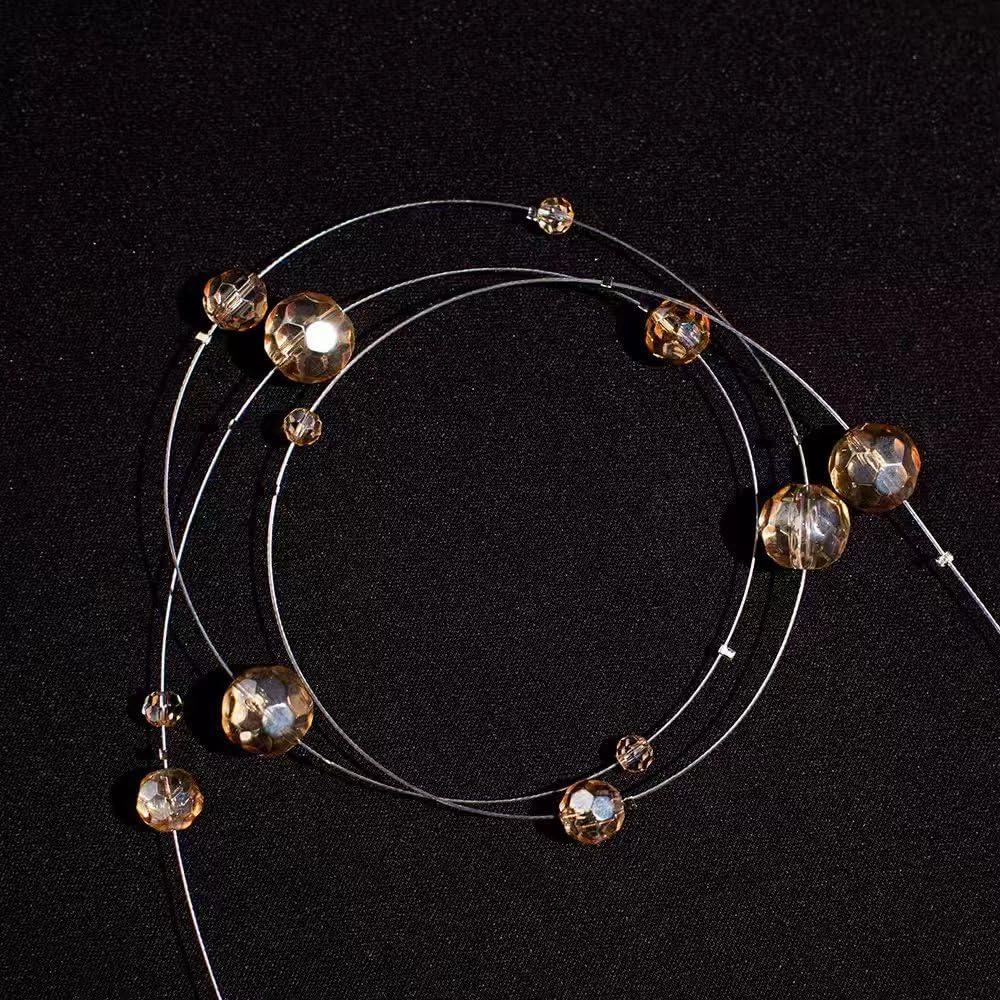 Hanbinsen Glass Crystal Beads Curtain Window Door Curtain Passage Wedding Backdrop Door String Hanging Decoration (Chamgagne, 3.3Feet*5pcs)