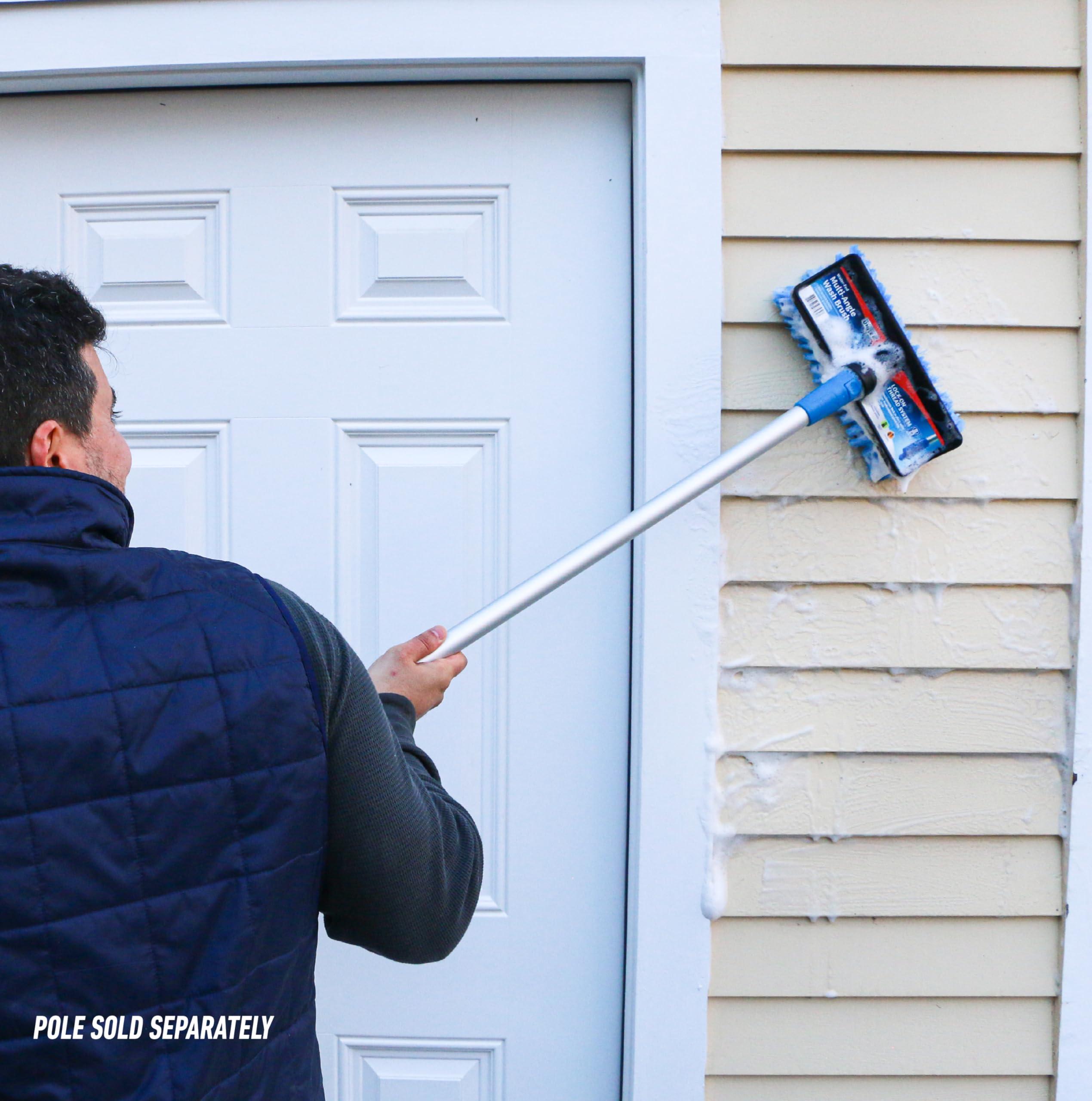 Unger Unger Professional Lock-On 10 Bi-Level Soft Wash Brush  Compatible with Lock-On 48\" Water-Flow Pole, Cleaning Brush, Wash Brush, Outdoor Brush, Great for Patios, Siding, Windows, Cars & Boats