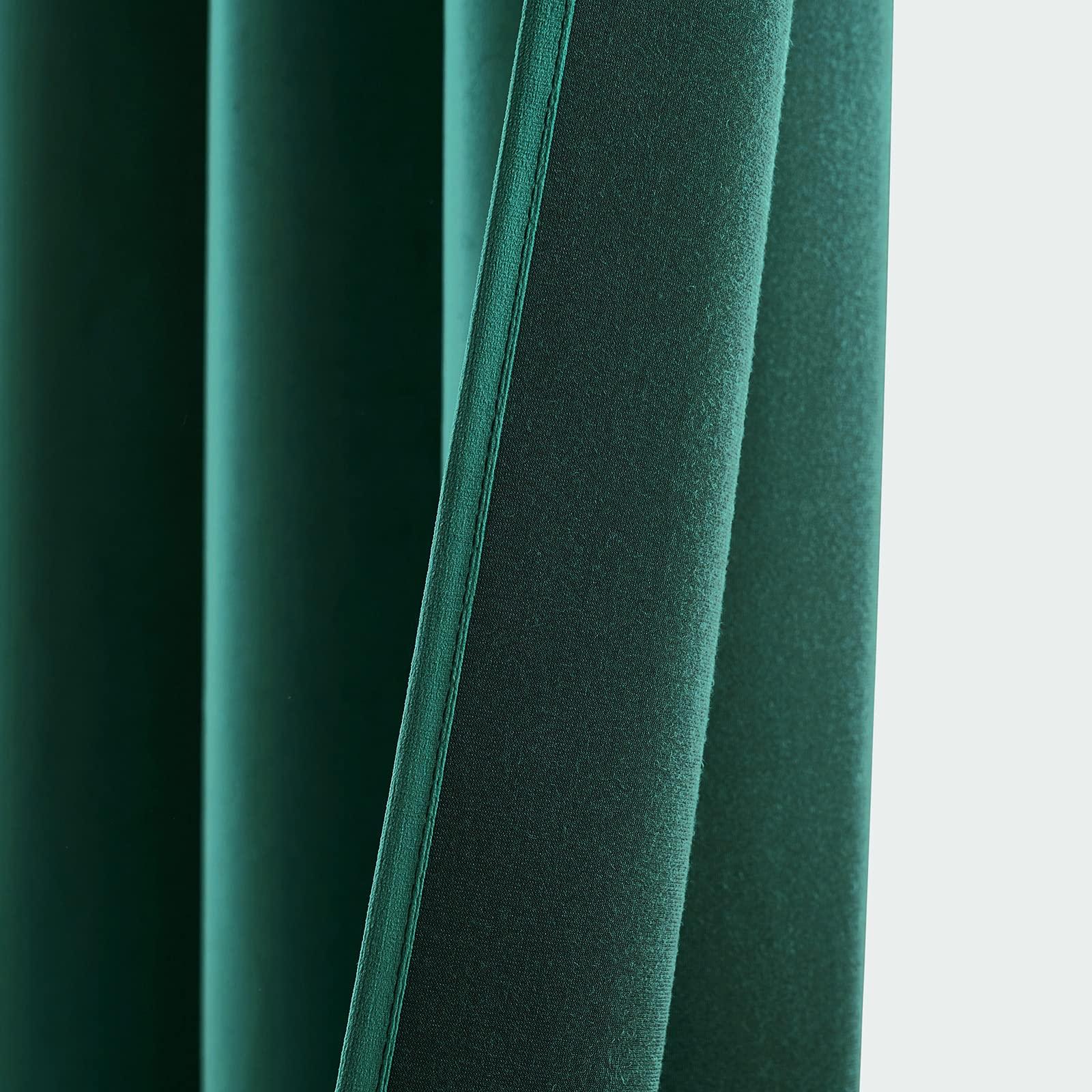ANRODUO ANRODUO Dark Green Velvet Curtains 84 Inches Long Blackout Thermal Insulated Soundproof Curtain Privacy Room Darkening Curtains Grommet Window Drapes for Bedroom Living Room Set of 2
