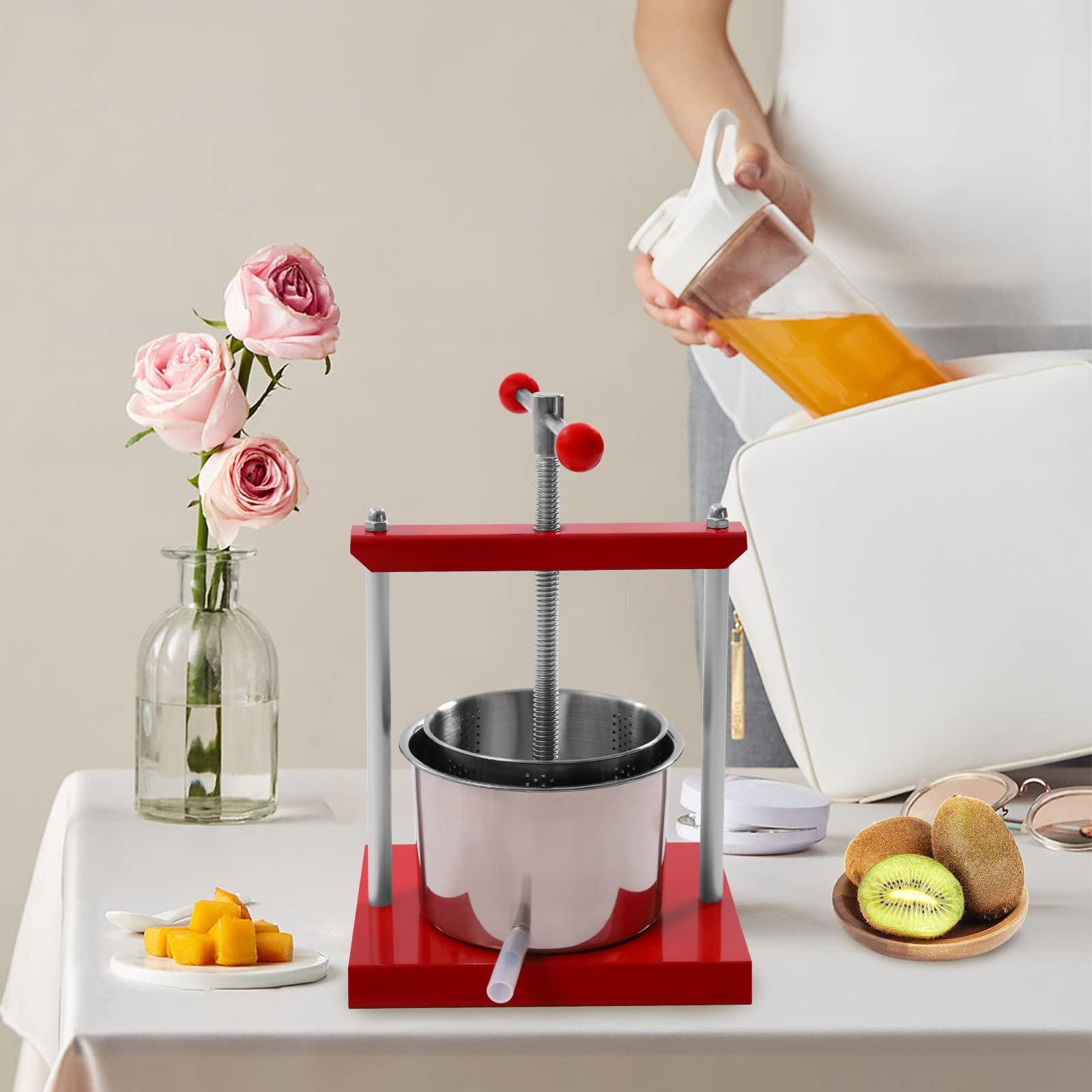 Eapmic 6L Fruit Press- New Version Larger 304 Stainless Steel Pressing Plate Fruit Crusher for Cider, Wine, Grape, Apple Press, For Apple Cider, Wine and Juice Making (6L)