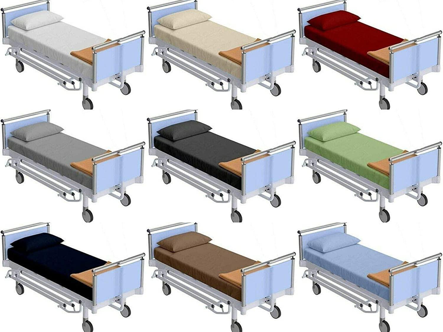 British-Linen Fitted Hospital Bed Sheet with Pillow Cover - Best Cotton Sheets 6\" Deep Pocket - 400TC Sheets - 100% Egyptian Cotton Sheets for Hospital Beds - Lavender Stripe, Twin-XL Size (39\" x 80\")