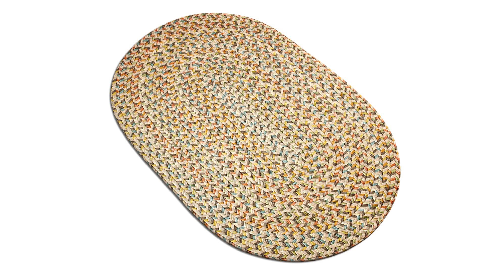 Rhody Rug Rhody Rug Cypress CY57 Earth Beige 2\' x 4\' Oval Runner - Durable Braided Area Rug, Home Decor, Floor Mat or Kitchen Rug - Easy Care, Ideal for High Traffic Areas - Made in USA