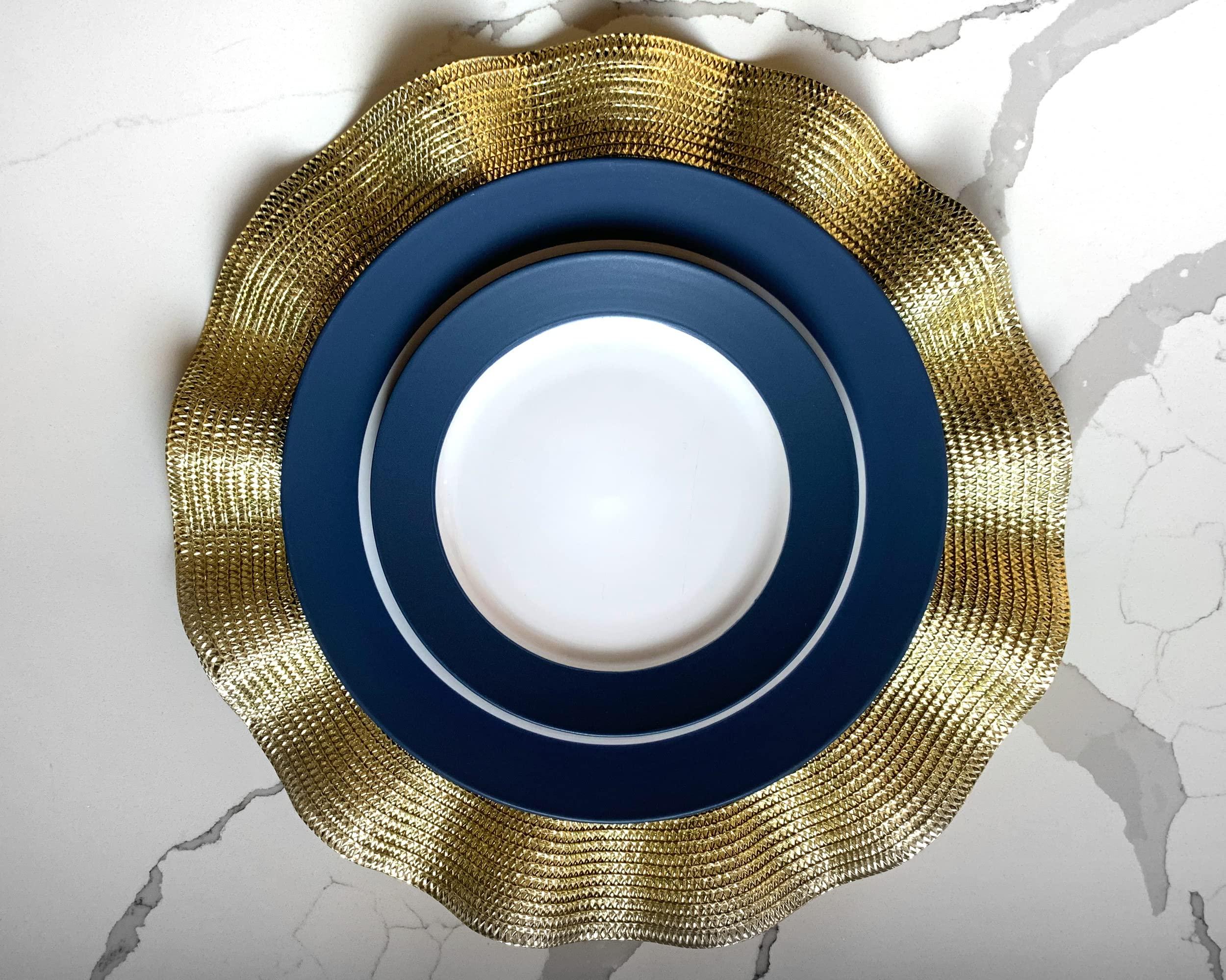 zees products gold chargers for dinner plates, gold charger plate, gold charger plates bulk, gold plate chargers, dinner plate chargers gold, (100)